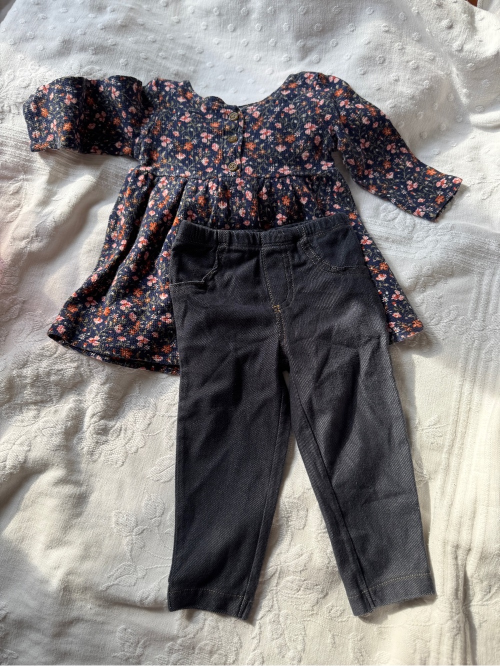 Carter's Old Navy Corduroy Dress with Jean leggings 6-12 mo girl set